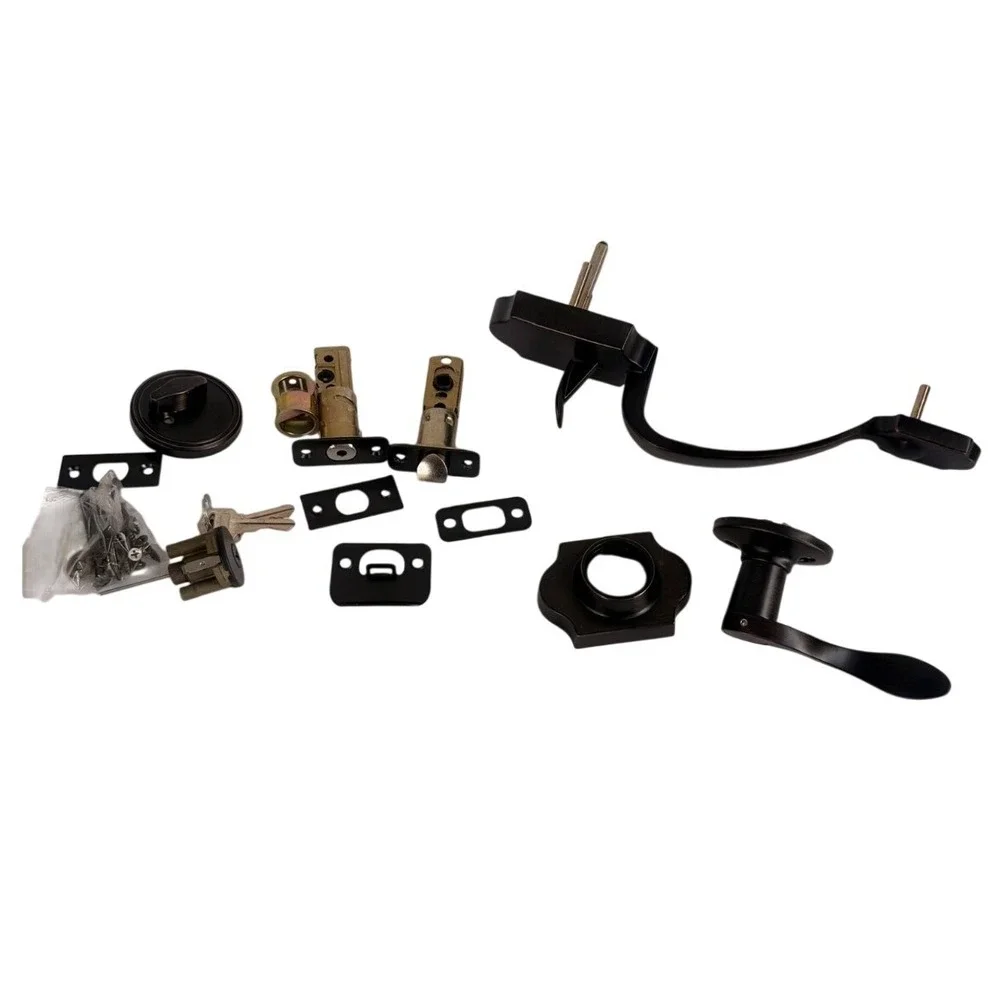 Amazon Basics Front Door Lock Set Handleset with Shelby Lever Single Cylinder‎